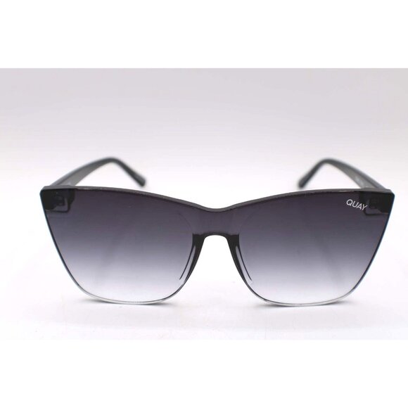 QUAY Australia COME THRU Oversized Cat Eye Sunglasses Gradient Fade Lens Black